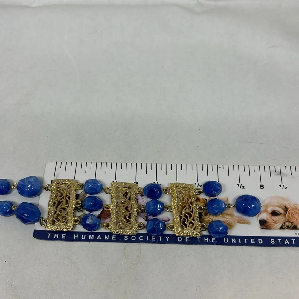 Pretty vintage blue bead, Art Deco style necklace - Picture 12 of 12